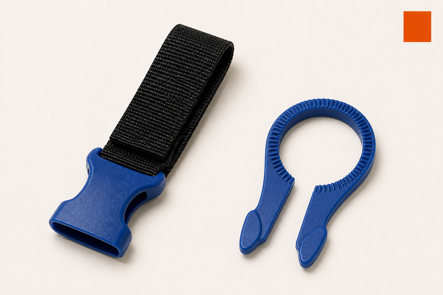 Disconnected NEAR Link 01 showing the webbing receiver and split ribbed collar with two integrated male tongues